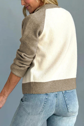 Color Block Button Down Cardigan