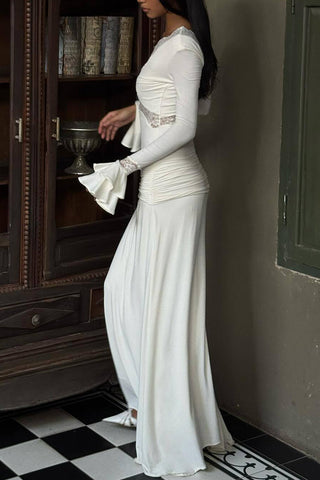 Elegant V-Neck Lace Evening Dress