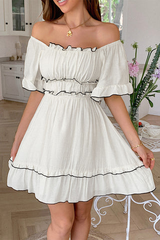 Square Neck Ruffle Mini Dress