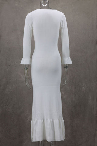 Button-Front Knit Casual Dress