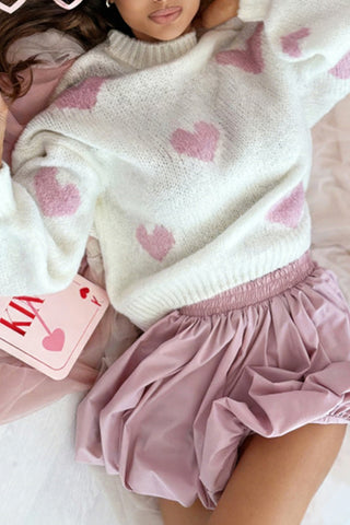 Heart Pattern Knit Sweater