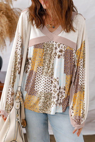 Floral Patchwork Long Sleeve Top