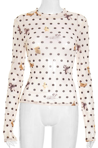 Polka Dot Long Sleeve Blouse