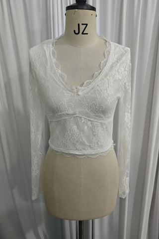 Lace Detail Long-Sleeve Blouse