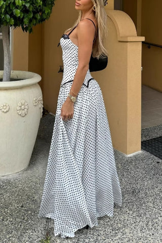 Spaghetti Strap Polka Dot Maxi Dress