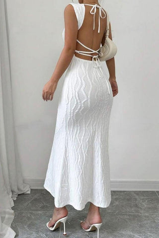 Square-Neck Casual Midi Dress