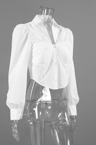 Chic Button-Down Blouse with Structured Design