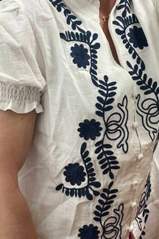 Floral Button-Front T-Shirt