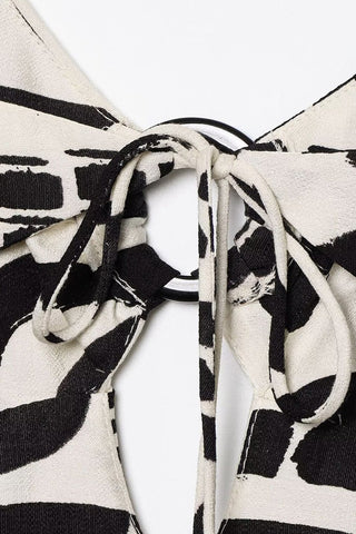 Abstract Print Sundress with Cutout Detail