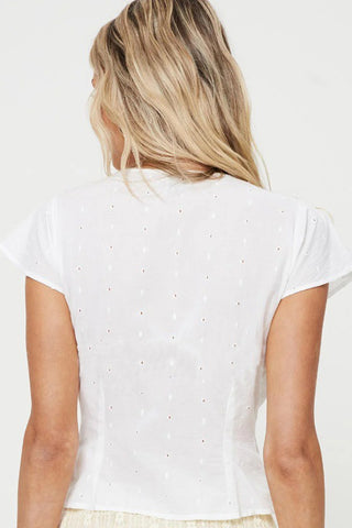 Lace-Trimmed Tie-Front Blouse