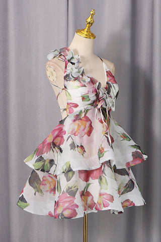 Floral Ruffle Tiered Mini Dress