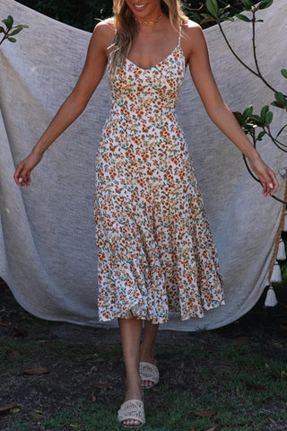 Floral Midi Sundress with Spaghetti Straps