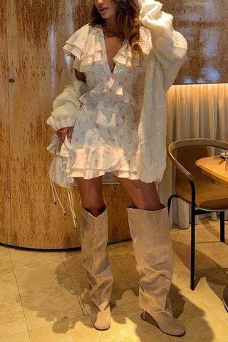 Ruffled Floral Mini Dress