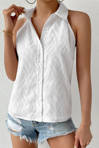 Textured Button-Front Tank Top