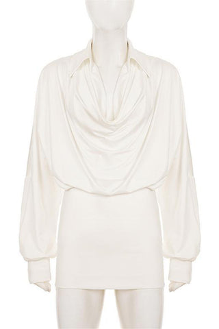 Draped Collar Casual Dress