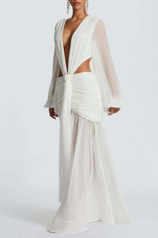 Draped Cutout Casual Maxi Dress