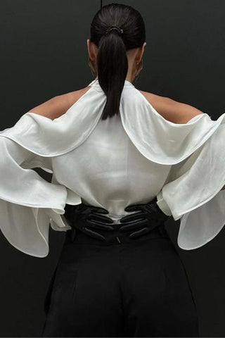 Ruffled Button-Front Blouse