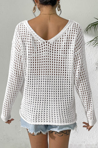 Lace Bow Open-Knit Top