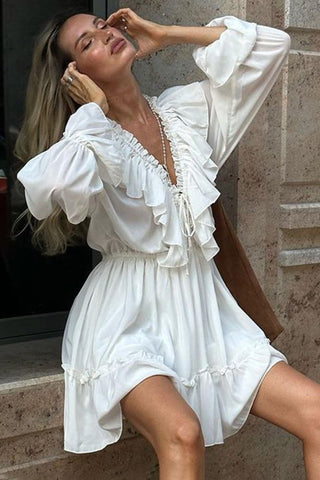 Ruffle-Trim Casual Dress