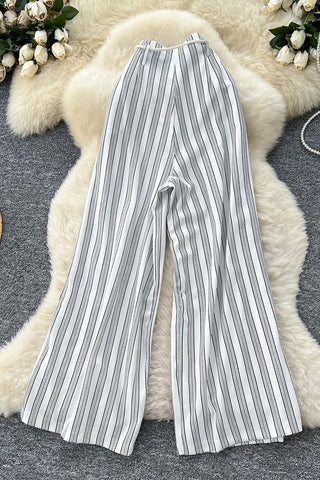 Relaxed Striped Wide-Leg Pants