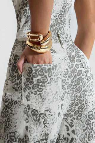 Strapless Patterned Wide-Leg Jumpsuit