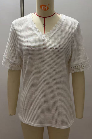 Lace-Trim V-Neck T-Shirt