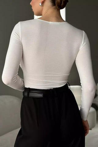 Stylish Twist-Front Long Sleeve Top