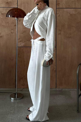 Chic Two-Piece Lace-Up Pants Set