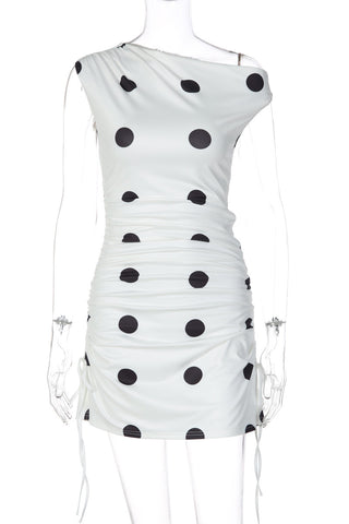 Polka Dot Ruched Casual Mini Dress