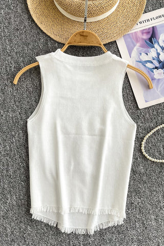 Sleeveless Denim Butterfly Tank Top