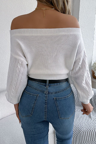 Off-Shoulder Cable Knit Sweater