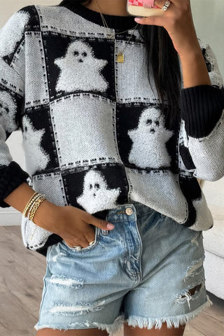Playful Ghost Knit Sweater