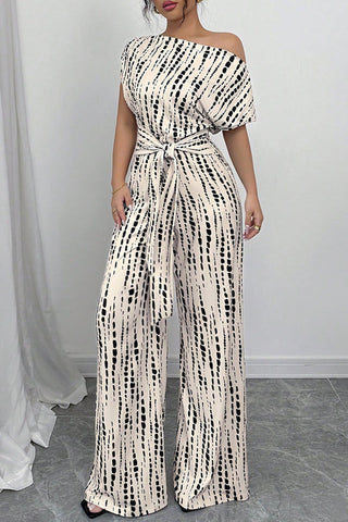 One-Shoulder Tie-Waist Jumpsuit