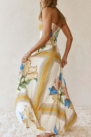 Strapless Floral Maxi Dress