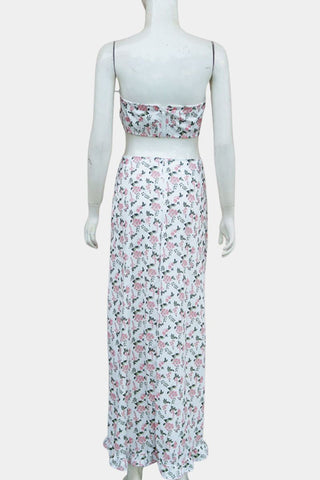 Floral Crop Top and Ruched Skirt Set