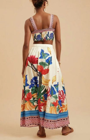 Tropical Crop Top & Maxi Skirt Set