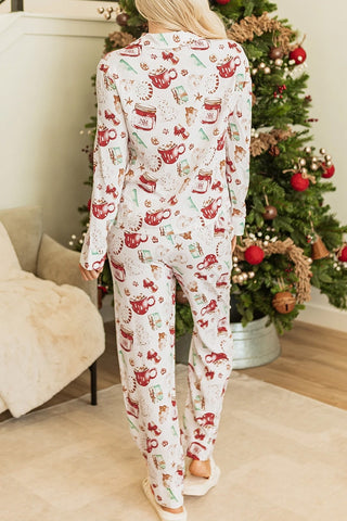 Christmas Pattern Long Sleeve & Pant Pajama Sets