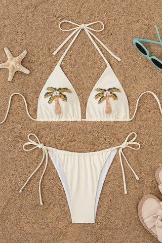 Embellished Palm Tree Bikini Set