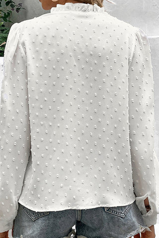 Lace Trim Button-Down Blouse