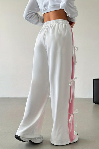 Side Tie Ribbon Casual Pants