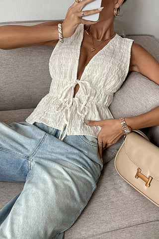 Lace-Up Peplum Tank Top