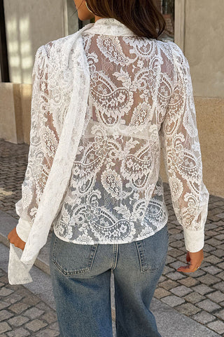 Elegant Lace Button-Up Blouse