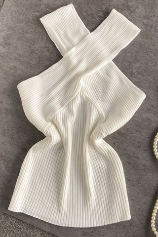 Ribbed Cross-Back Cami Top