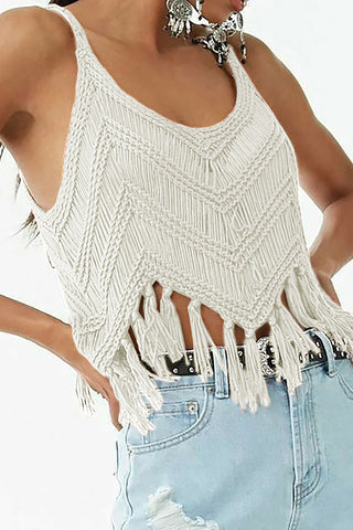 Fringe Detail Knit Tank Top