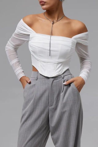 Elegant Long-Sleeve Mesh Top