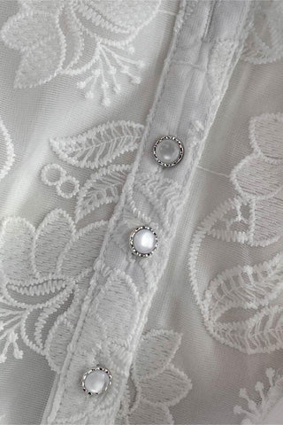 Button-Down Floral Lace Casual Dress