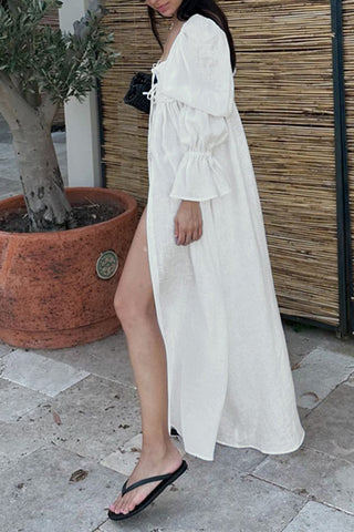 Long Sleeve Ruffled Casual Dress