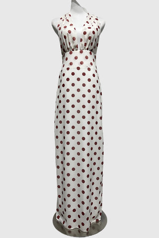 Polka Dot Halter Evening Dress