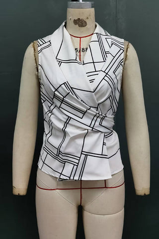 Abstract Print Peplum Tank Top