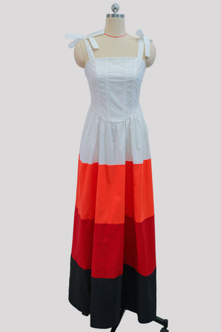 Striped Tie-Strap Casual Maxi Dress